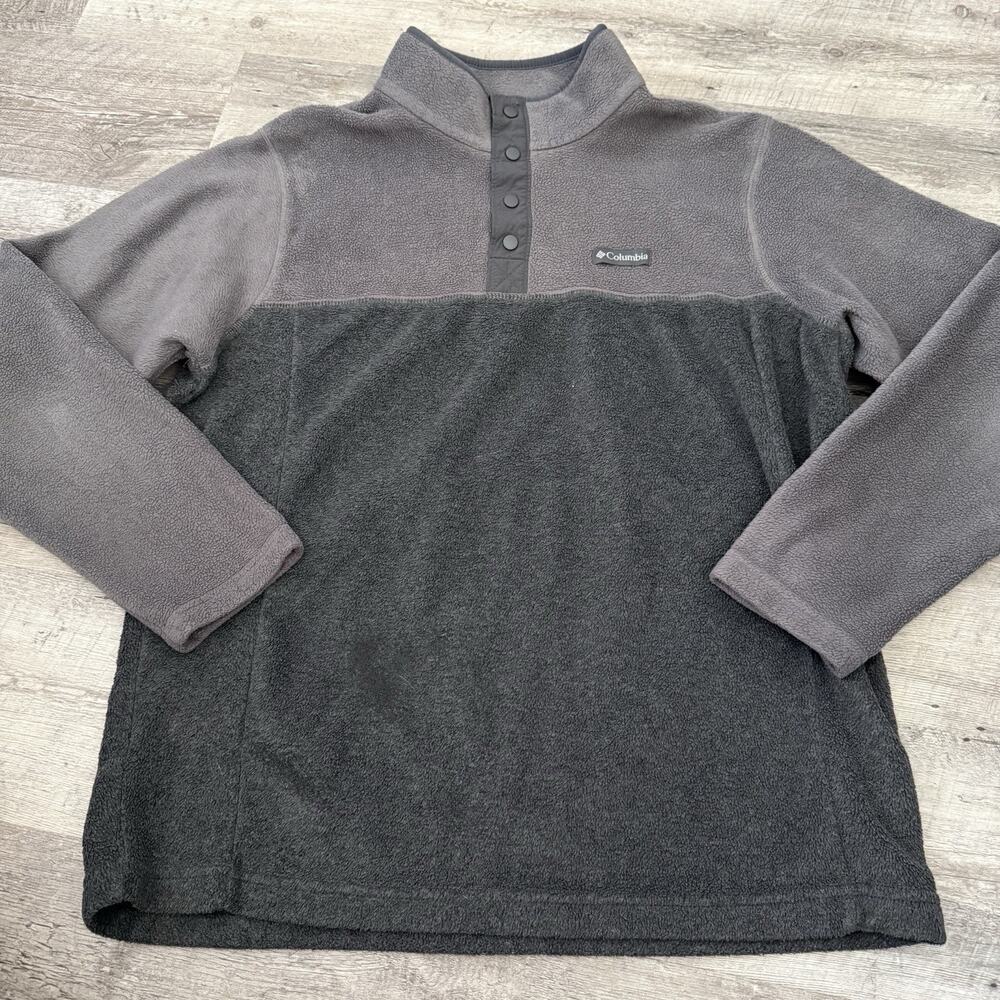Columbia Colorblock Fleece 1/4 Snap Pullover Mens Sz Large Gray